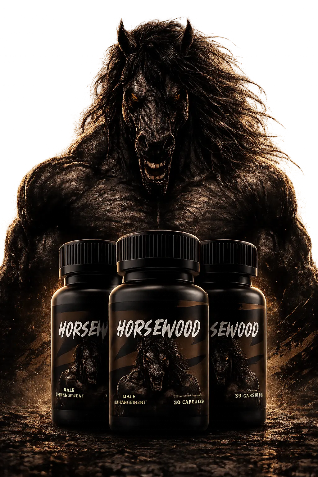 HorseWood male vitality supplement bottles
